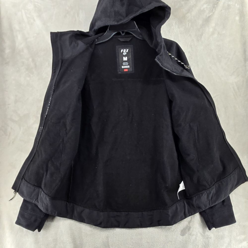 Fox Racing Ranger Fire Jacket Mens Medium Black Soft Shell Full Zip Hoodie - Picture 5 of 7